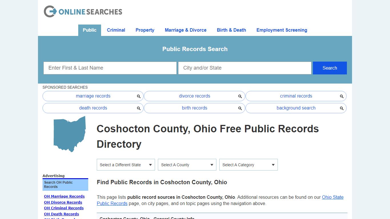 Coshocton County, Ohio Public Records Directory